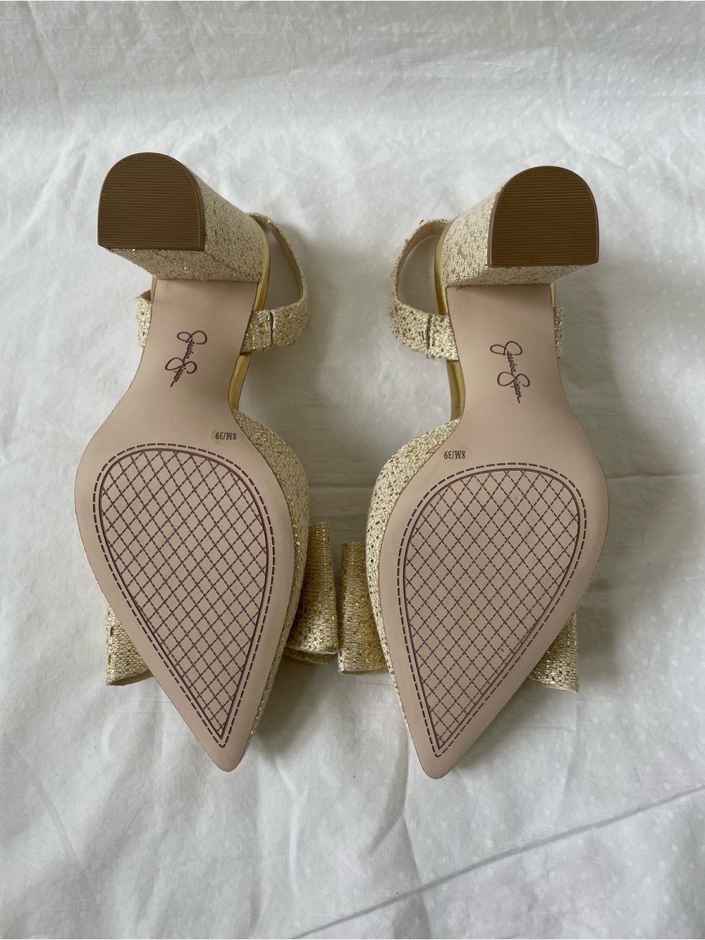 Jessica Simpson Nekira 3 Slingback Heel Pumps - Natural Gold Glitter size 8 New - Picture 10 of 12